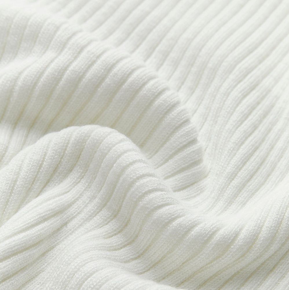 Commense Knit Ribbed Crew Neck Asymmetric Top - White - Small - Picture 6 of 12